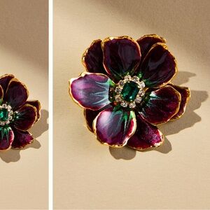 The Pink Reef Handpainted Earrings from Anthropologie in Plum - Mardi Gras